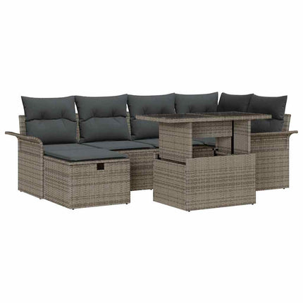 Havesofa Sæt 7 stk. Grå polyrattan