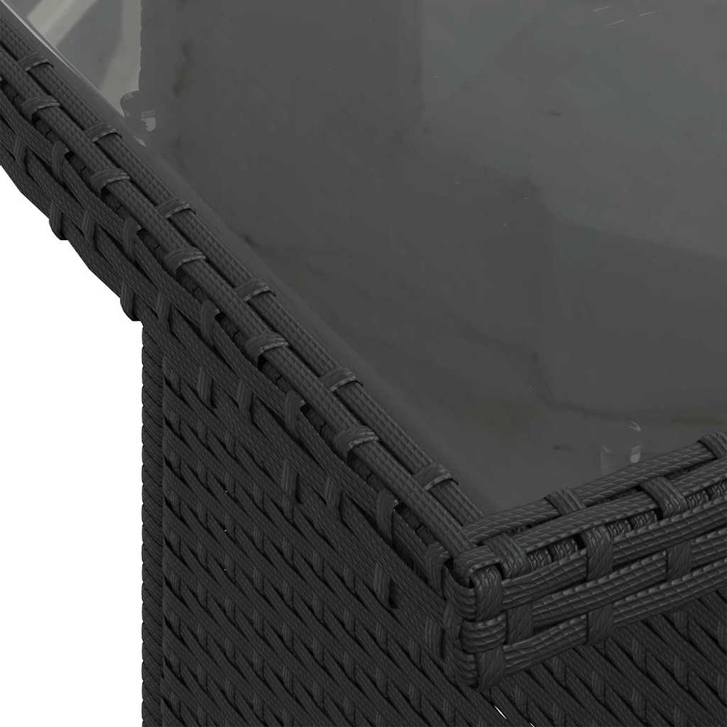 Havesofa Sæt med pude med opbevaring 7 pcs Sort Poly rattan