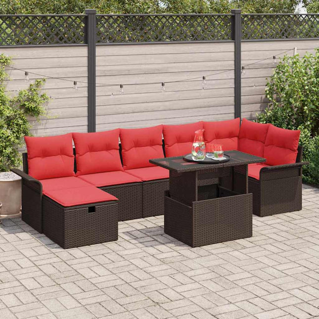 Havesofa Sæt 8 stk. Brun polyrattan