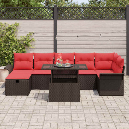 Havesofa Sæt 8 stk. Brun polyrattan