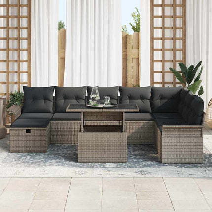 Havesofa Sæt 9 stk. Grå polyrattan