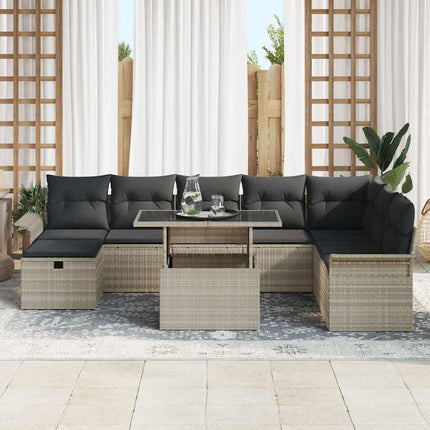 Havesofa Sæt 9 stk. Lysegrå polyrattan