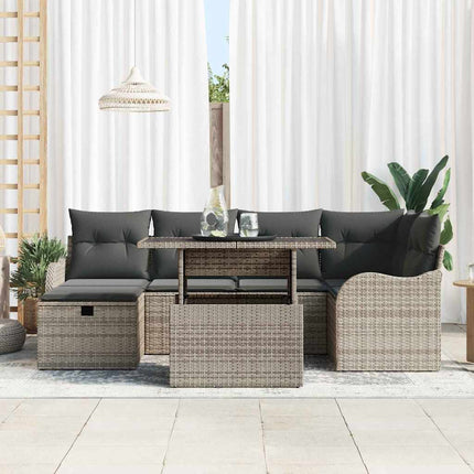 Havesofa Sæt 7 stk. Grå polyrattan