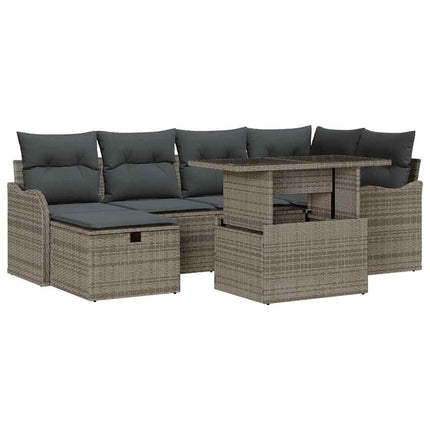 Havesofa Sæt 7 stk. Grå polyrattan