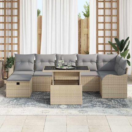 Havesofa Sæt 8 stk. Beige polyrattan