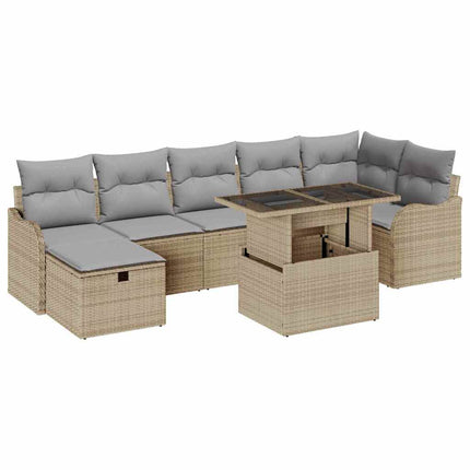 Havesofa Sæt 8 stk. Beige polyrattan