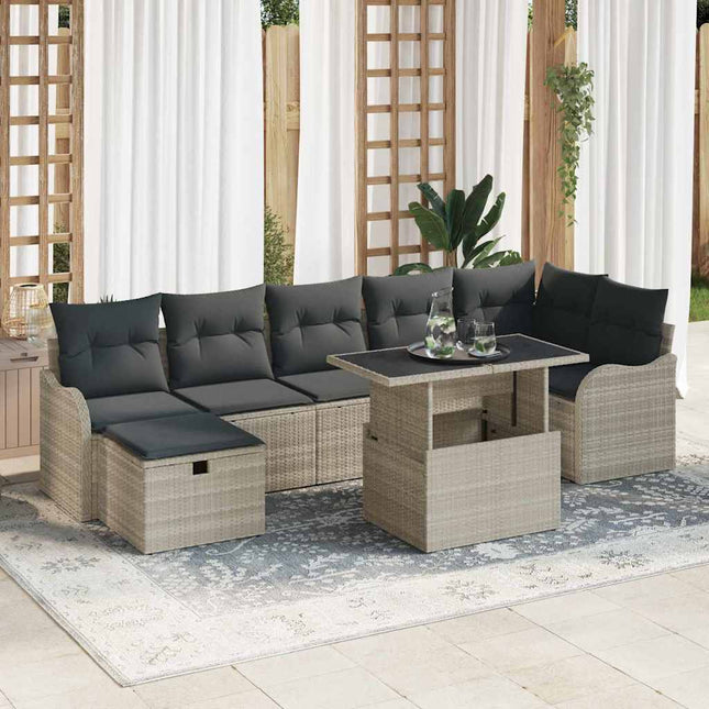 Havesofa Sæt 8 stk. Lysegrå polyrattan