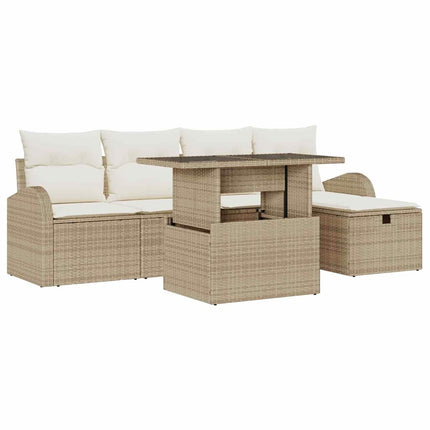 Havesofa Sæt 6 stk. Beige polyrattan