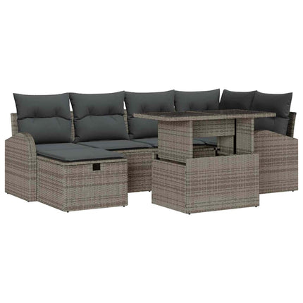 Havesofa Sæt 7 stk. Grå polyrattan