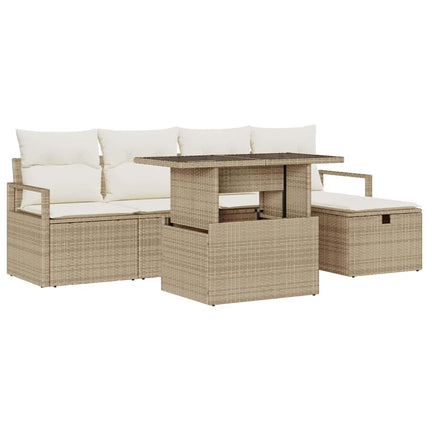 Havesofa Sæt 6 stk. Beige polyrattan