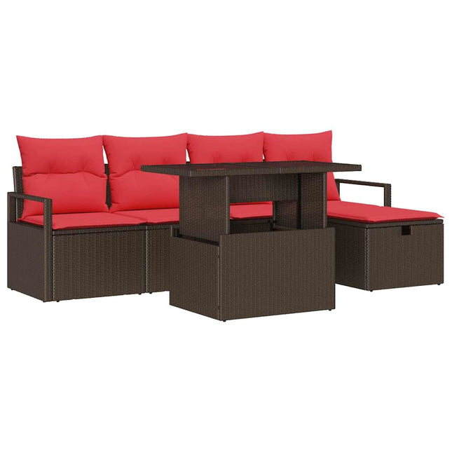 Havesofa Sæt 6 stk. Brun polyrattan