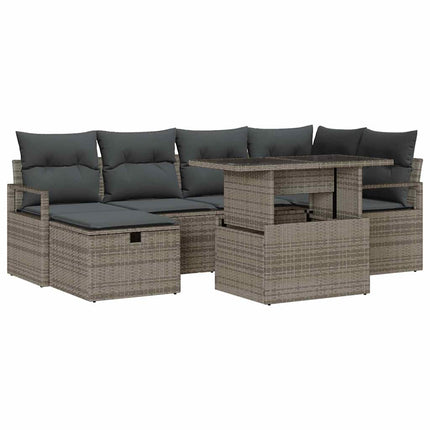 Havesofa Sæt 7 stk. Grå polyrattan