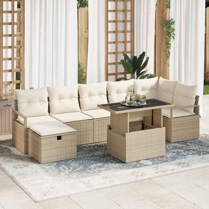 Havesofa Sæt 8 stk. Beige polyrattan