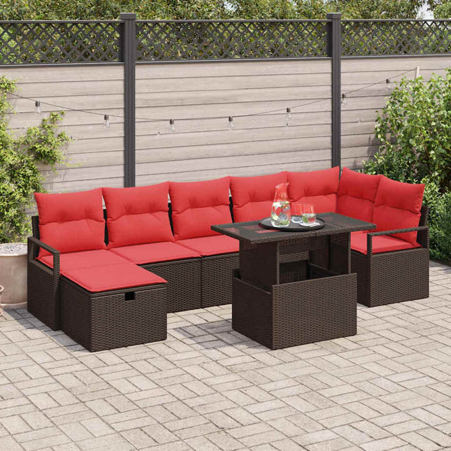 Havesofa Sæt 8 stk. Brun polyrattan