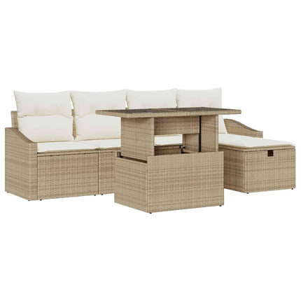 Havesofa Sæt 6 stk. Beige polyrattan