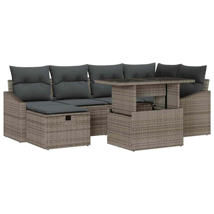 Havesofa Sæt 7 stk. Grå polyrattan