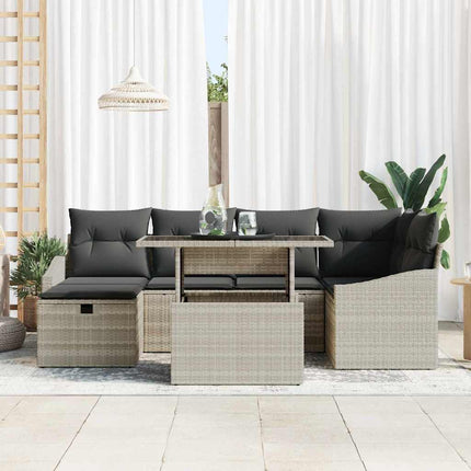 Havesofa Sæt 7 stk. Lysegrå polyrattan