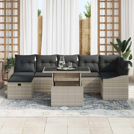 Havesofa Sæt 8 stk. Lysegrå polyrattan