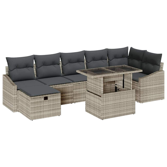 Havesofa Sæt 8 stk. Lysegrå polyrattan