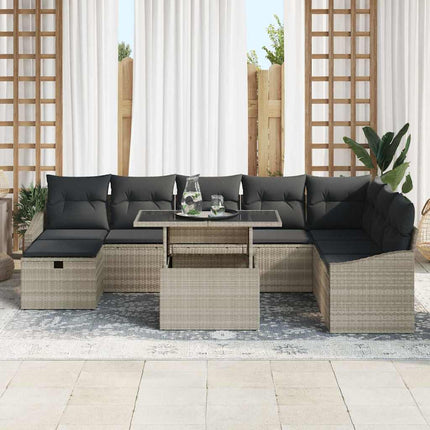 Havesofa Sæt 9 stk. Lysegrå polyrattan
