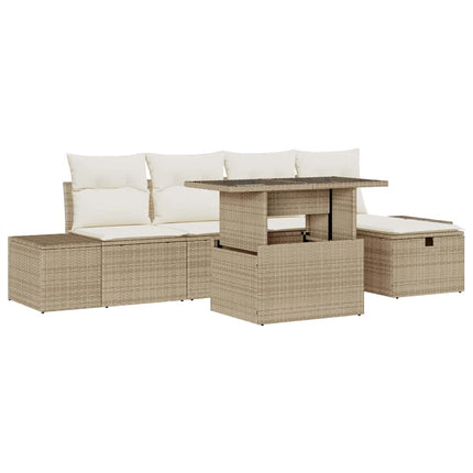 Havesofa Sæt 6 stk. Beige polyrattan