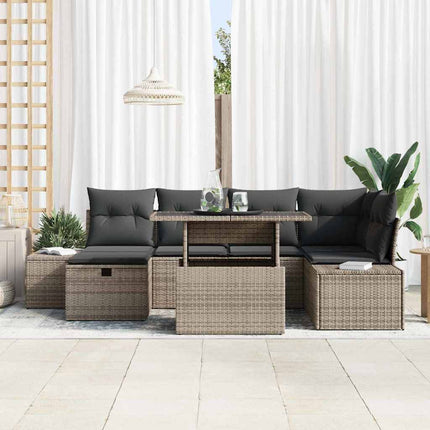 Havesofa Sæt 7 stk. Grå polyrattan