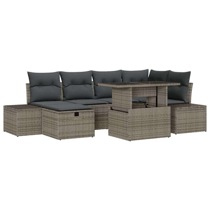 Havesofa Sæt 7 stk. Grå polyrattan