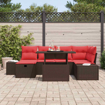 Havesofa Sæt 7 stk. Brun polyrattan