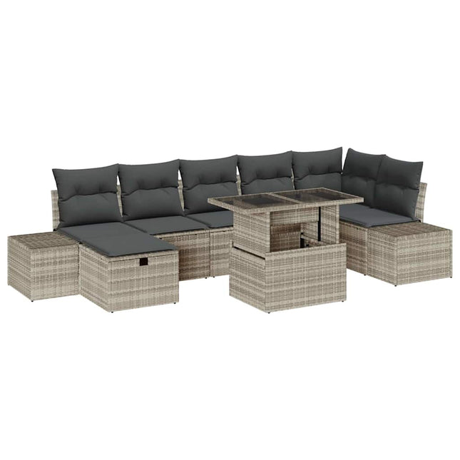 Havesofa Sæt 8 stk. Lysegrå polyrattan