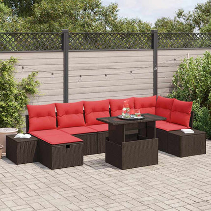 Havesofa Sæt 8 stk. Brun polyrattan