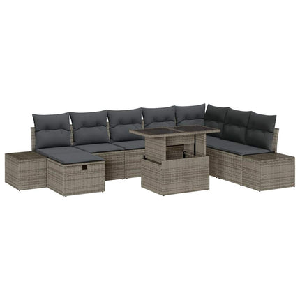 Havesofa Sæt 9 stk. Grå polyrattan