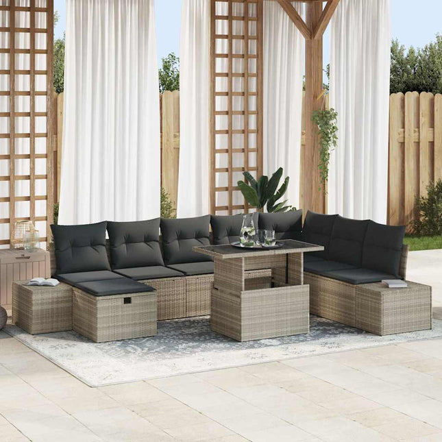 Havesofa Sæt 9 stk. Lysegrå polyrattan