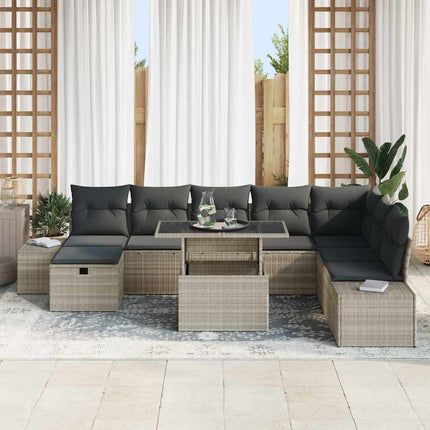 Havesofa Sæt 9 stk. Lysegrå polyrattan