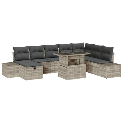 Havesofa Sæt 9 stk. Lysegrå polyrattan