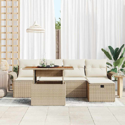 Havesofa Sæt 6 stk. Beige polyrattan