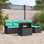 Havesofa Sæt 6 pcs Sort polyrattan