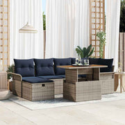 Havesofa Sæt 7 pcs Grå polyrattan