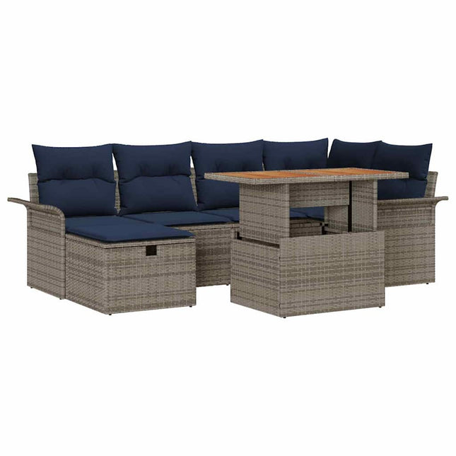 Havesofa Sæt 7 pcs Grå polyrattan