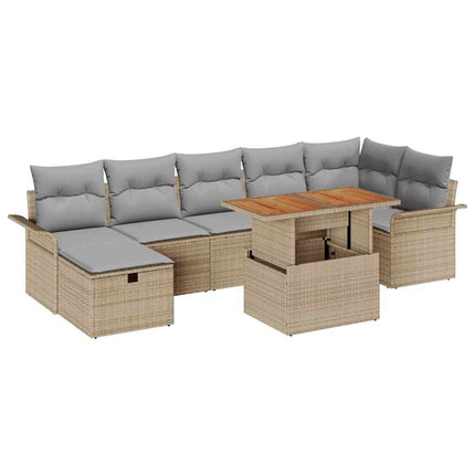 Havesofa Sæt 8 stk. Beige polyrattan