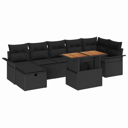 Havesofa Sæt 8 stk. Sort polyrattan