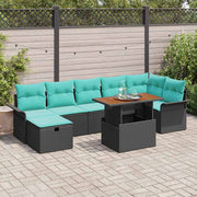 Havesofa Sæt 8 pcs Sort polyrattan