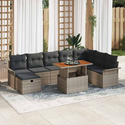 Havesofa Sæt 9 stk. Grå polyrattan