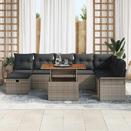 Havesofa Sæt 9 stk. Grå polyrattan