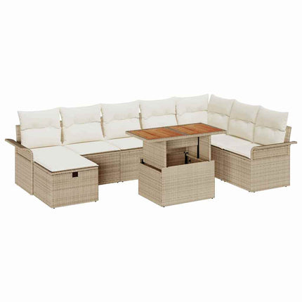 Havesofa Sæt 9 stk. Beige polyrattan