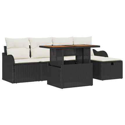 Havesofa Sæt 6 stk. Sort polyrattan