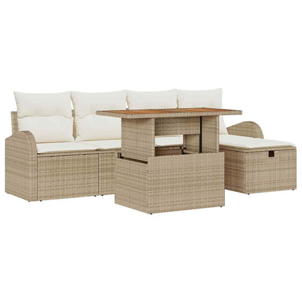 Havesofa Sæt 6 stk. Beige polyrattan
