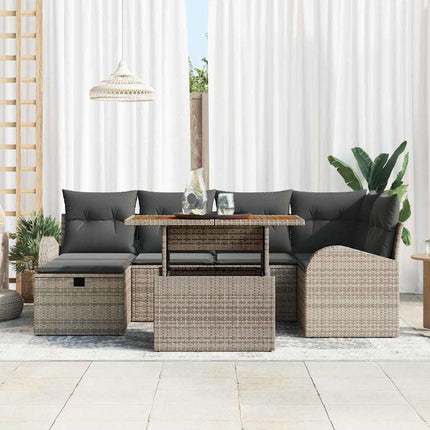 Havesofa Sæt 7 stk. Grå polyrattan