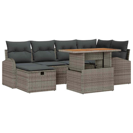 Havesofa Sæt 7 stk. Grå polyrattan