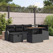 Havesofa Sæt 7 pcs Sort polyrattan