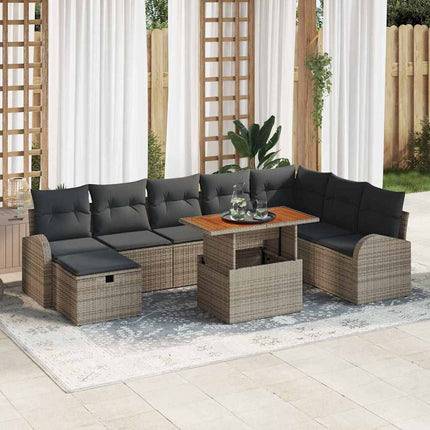 Havesofa Sæt 9 stk. Grå polyrattan